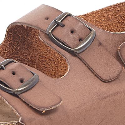 Boys brown double strap flat bed sandals